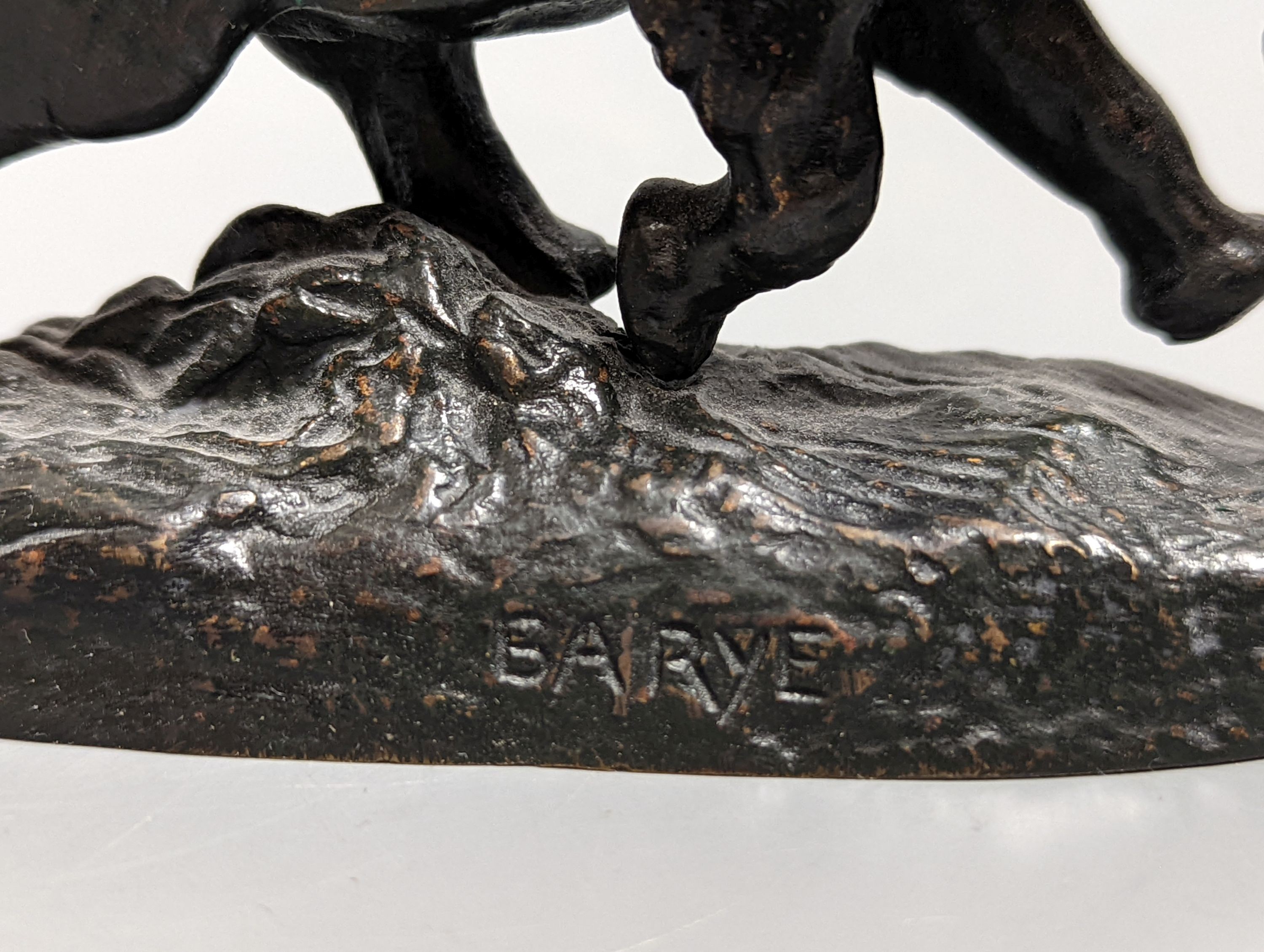 After Barye - bronze elephant, foundry mark Barbedienne, 10 cms wide